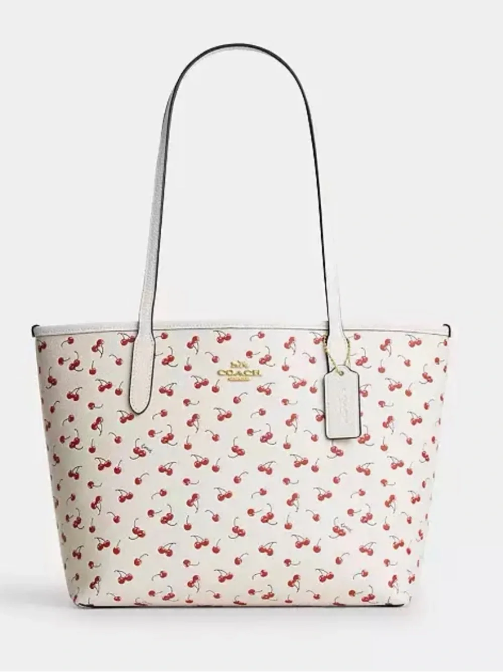 COACH Medium City Tote Bag With Cherry Print